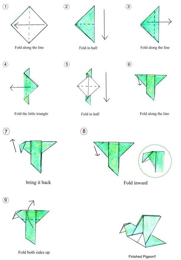 Голубь оригами из бумаги схемы для детей