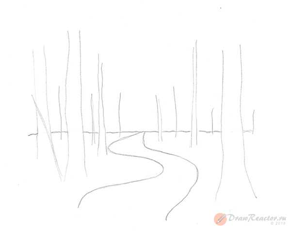Как нарисовать лес вдалеке
