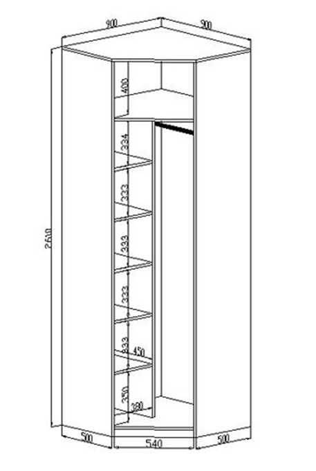 Угловой шкаф 90х90 чертеж
