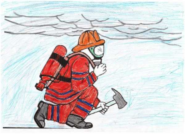 Детский рисунок пожарная охрана