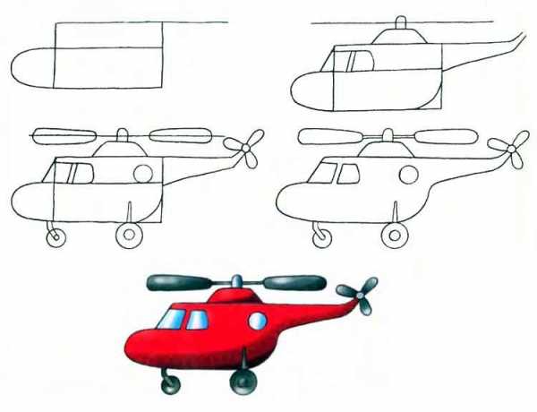 Рисуем вертолет поэтапно для детей