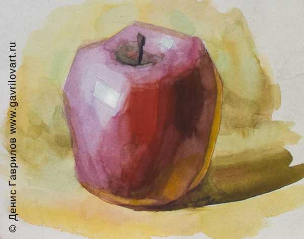 Как нарисовать яблоко акварелью поэтапно для начинающих