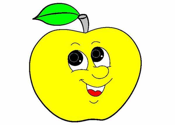 Желтое яблоко картинка для детей на прозрачном фоне